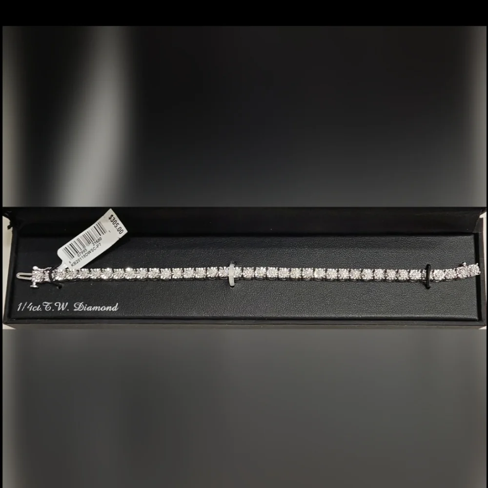 DIA 1/4 Cart Diamond Sterling Silver Rhodium Plated 7